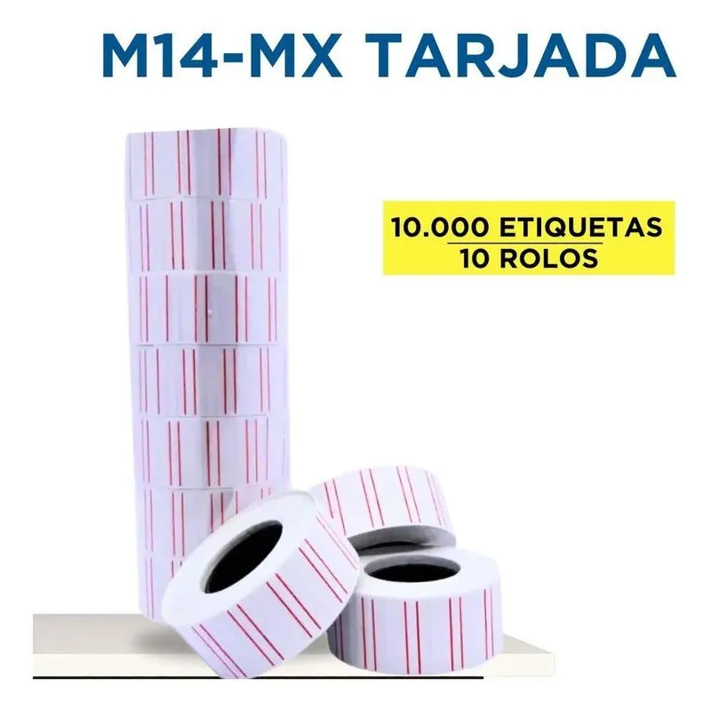 10 Rolos Etiqueta M14 Tarjada Etiquetadora Fixxar Bedo Cor B