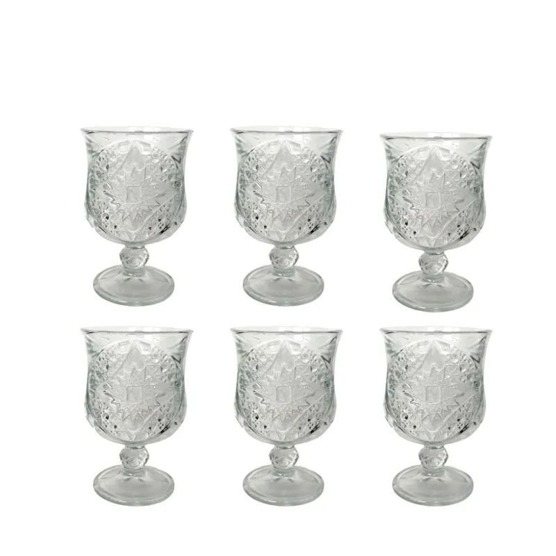 Taças para Água e Vinho 200ml Jogo Com 6 Vidro em Relevo.