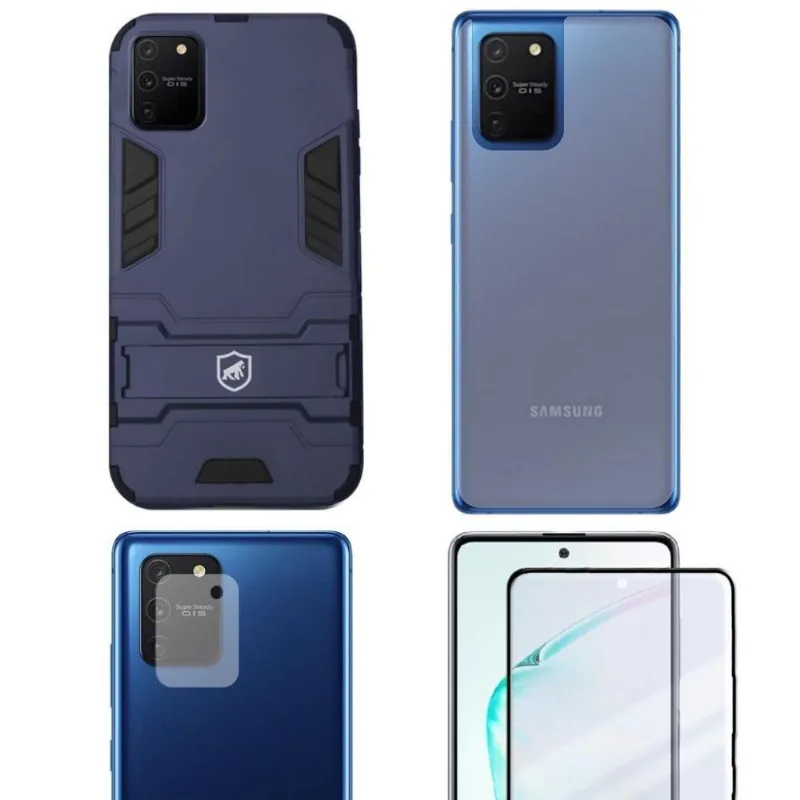 Película Defender Glass + Câmera + Nano Traseira + Capa Armor Para Samsung Galaxy S10 Lite - Gshield - Gshield