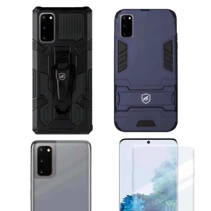 Capa case capinha Armor+ Capa case capinha Clip + Película Nano Gel + Nano Traseira Para Samsung Galaxy S20 - Gshield
