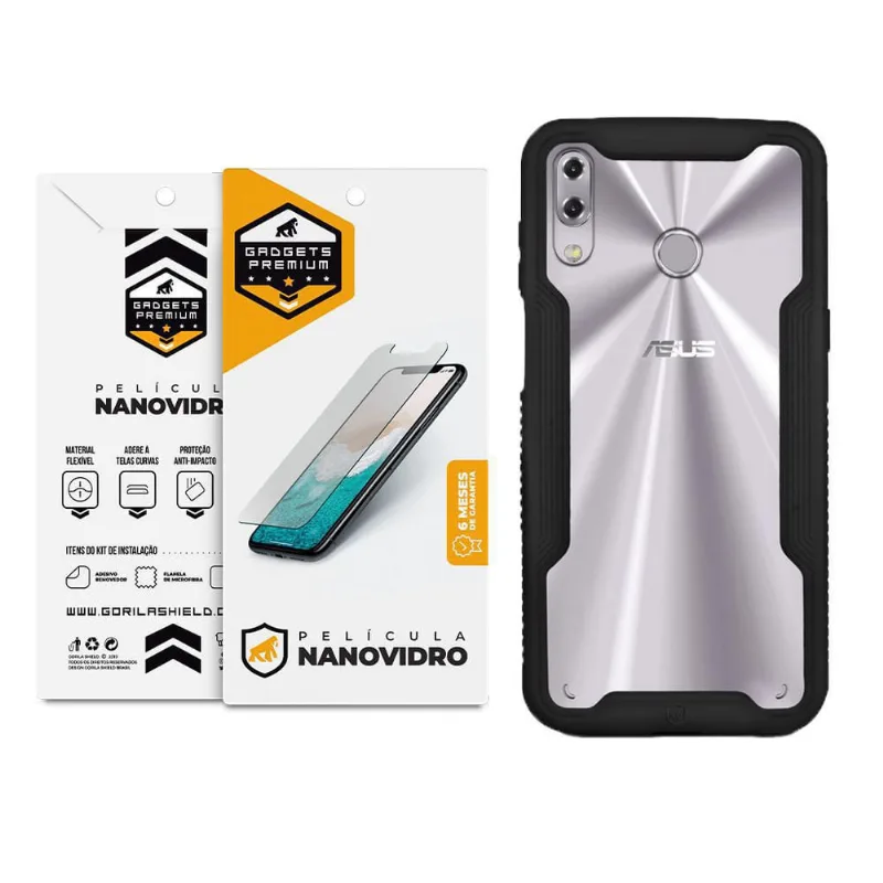 Kit Capa Dual Shock E Pelicula Nano Vidro Zenfone 5 / 5Z - Gshield