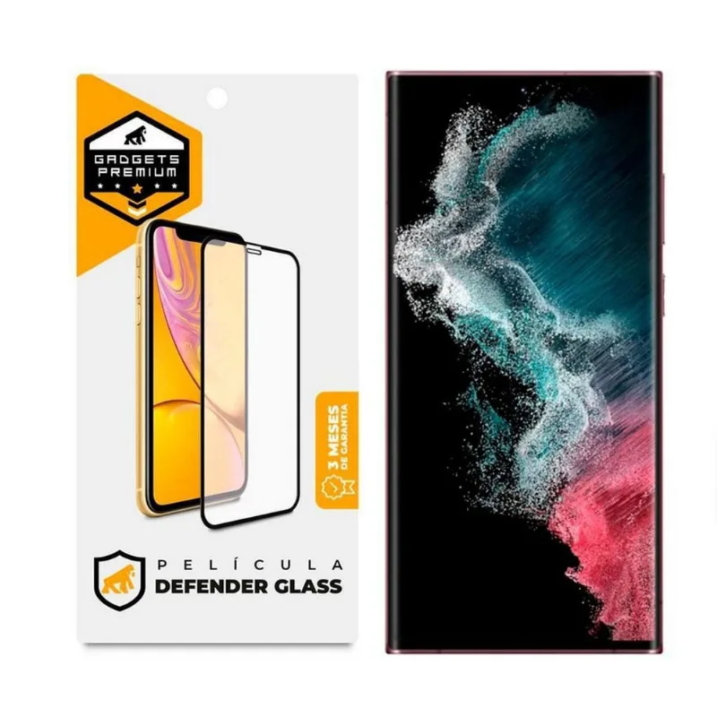 Película Defender Glass Para Samsung Galaxy S22 Ultra Preta - Gshield