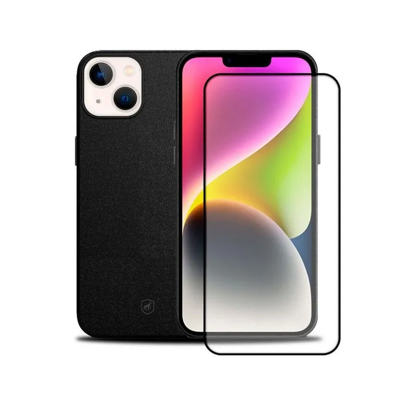 Capa Couro e Pelicula Coverage para iPhone 14 - Gshield