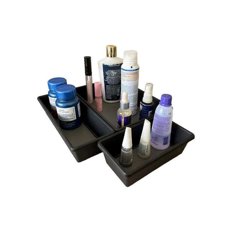 Kit Com 7 Organizadores De Gaveta Base Antiderrapante Preto Multiuso Separador Porta Treco Utensílios