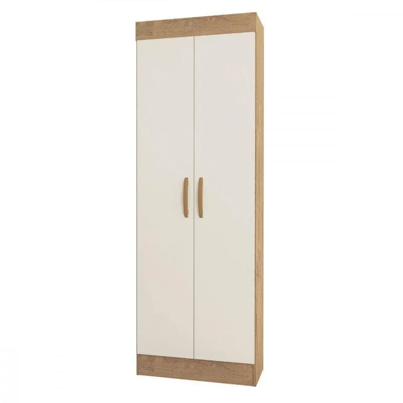 Armário Multiuso Uruguay 2 Portas Canelato Off White Atualle Canelato Rustico Com Off White