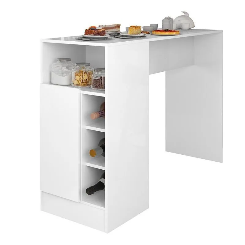 Bancada Gourmet Para Cozinha De 136,5 Cm C- 1 Porta E Nichos Branco Branco