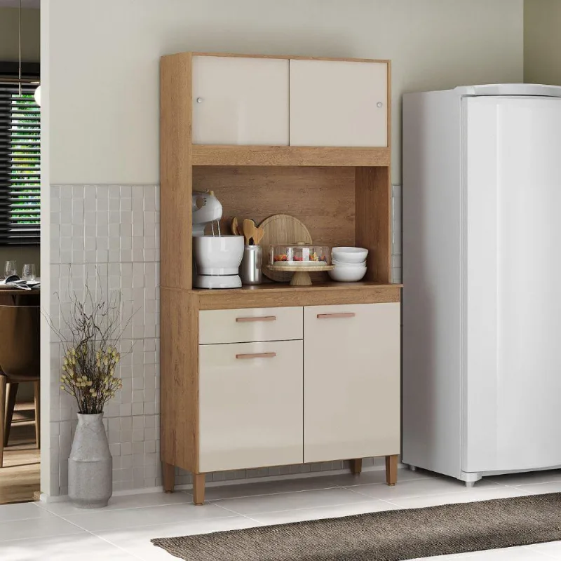 Cozinha Compacta Ceara 4 Portas Atualle Canelato Rustico