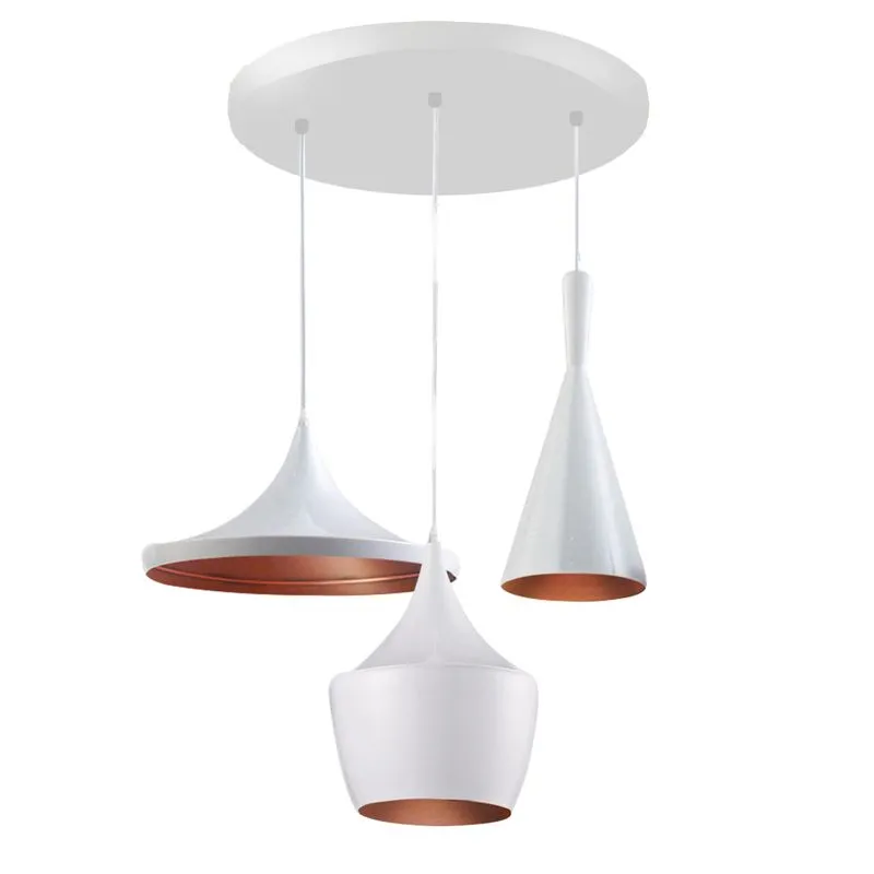 Pendente Triplo Luminária Tom Dixon Branco Com Cobre