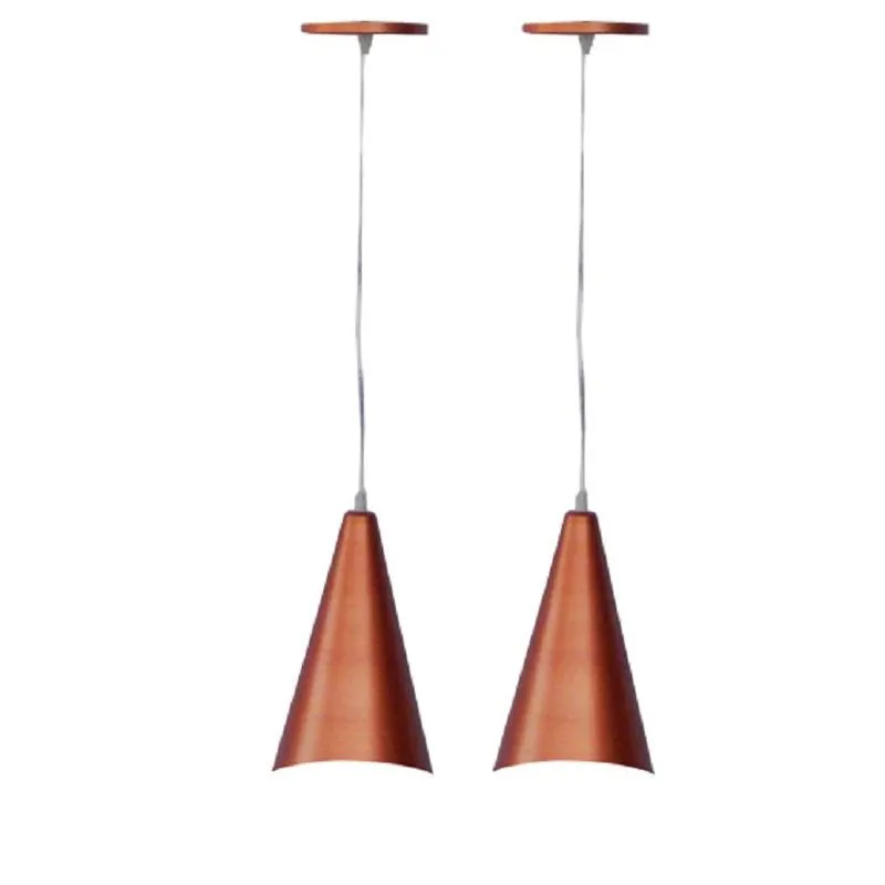 Kit 2 Luminária Pendente Cone De Alumínio Cobre