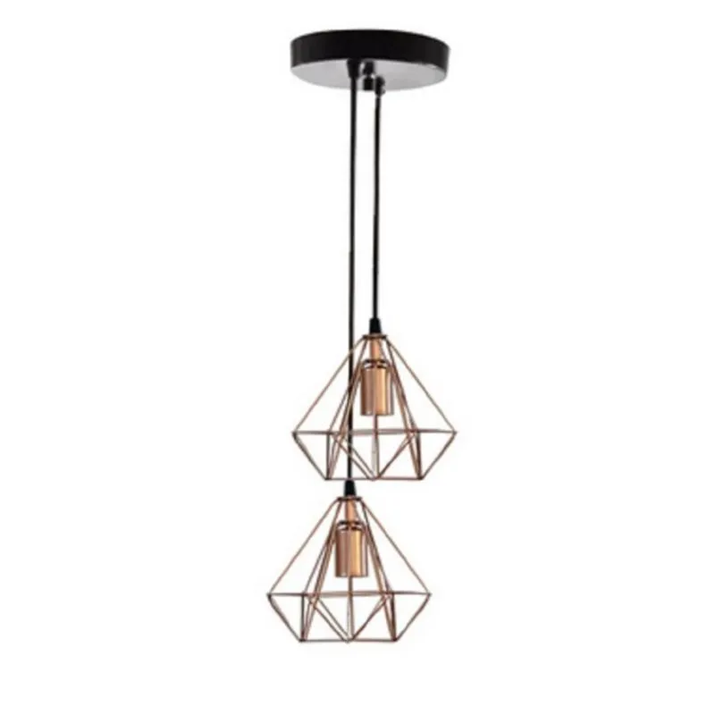 Lustre Pendente Aramado Duplo Mini Diamante Pirâmide Cobre
