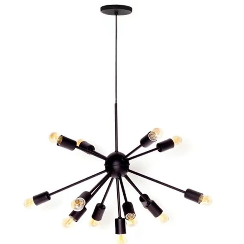 Lustre Pendente Moderno Sputnik Preto com 3 Metros de Cabo