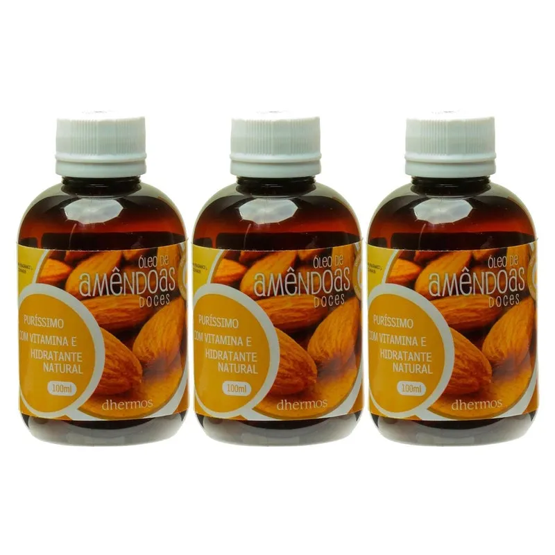 Óleo De Amêndoas Doces Dhermos 100Ml Com 3 Unidades