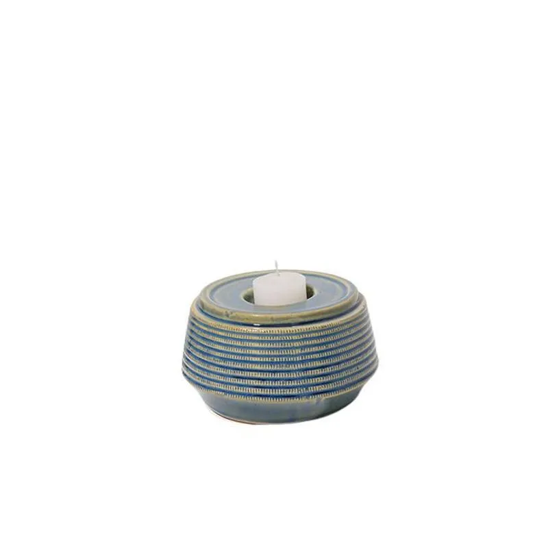 Porta Vela Cerâmica Lydia - Azul