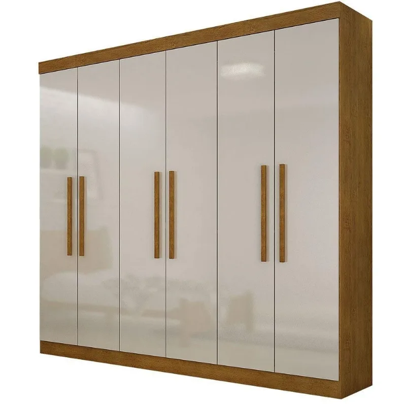 Guarda Roupa Casal Hera 6 Portas Rufato Imbuia/off White