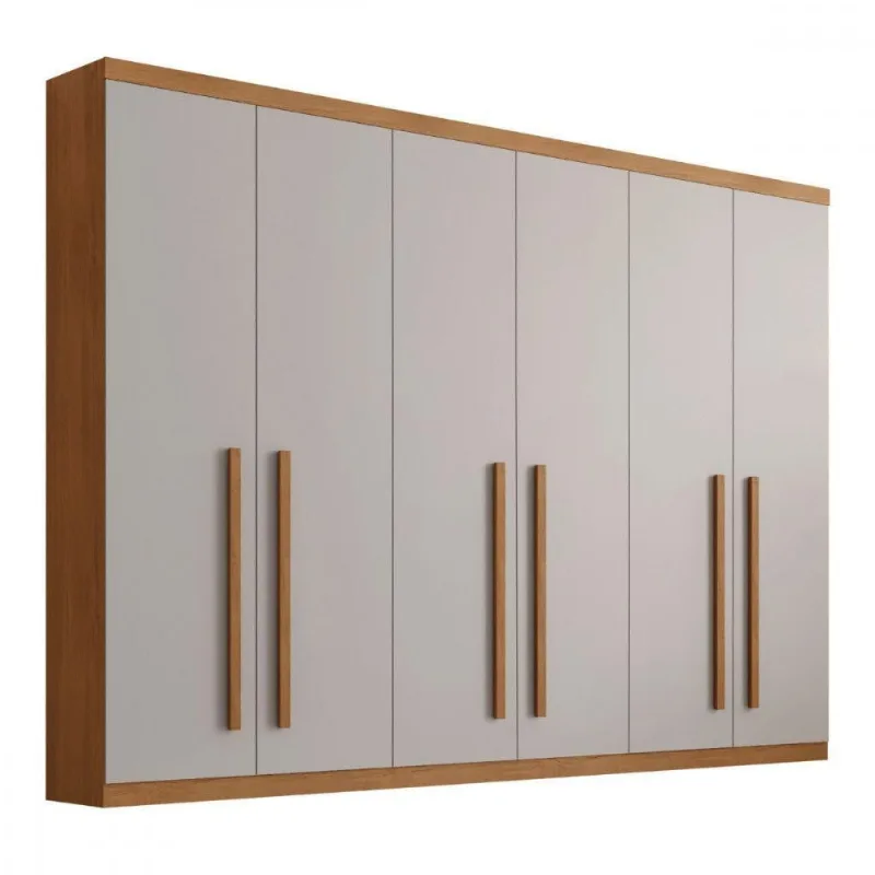 Guarda Roupa Casal Maya 6 Portas 6 Gavetas Imbuia-Off White-Imbuia MDF Móveis Rufato