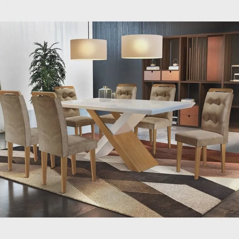 Conjunto Sala de Jantar Mesa e 6 Cadeiras Amanda Espresso Móveis