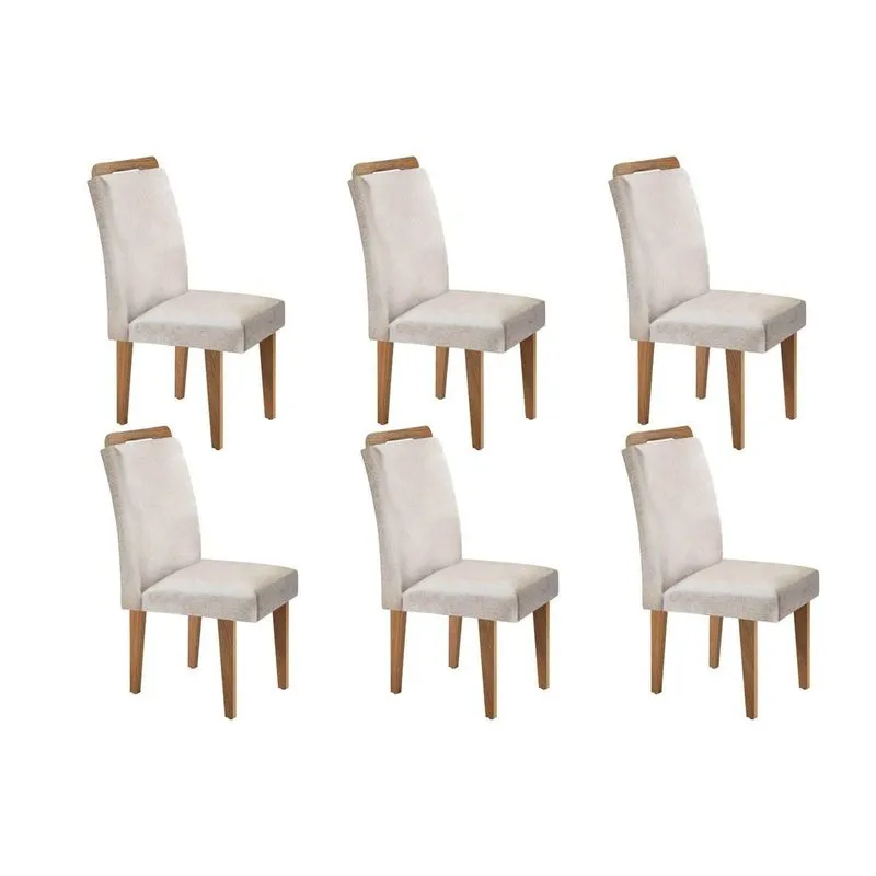 Cadeira Sala de Jantar Athenas Kit 6 Un Imbuia-Capuccino/Suede Creme - Rufato