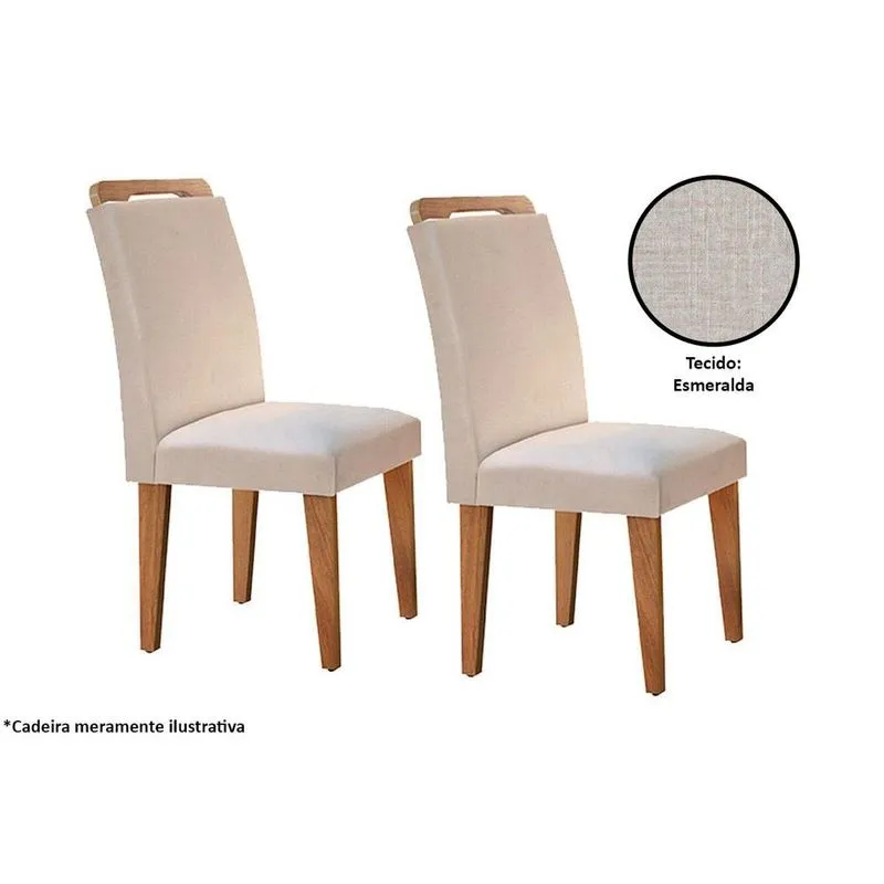 Cadeira Sala de Jantar Athenas Kit 2 Un Madeira Capuccino/Suede Creme - Rufato