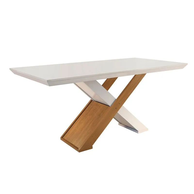 Mesa Rufato Imperatriz Quina Reta 180cm Imbuia/White