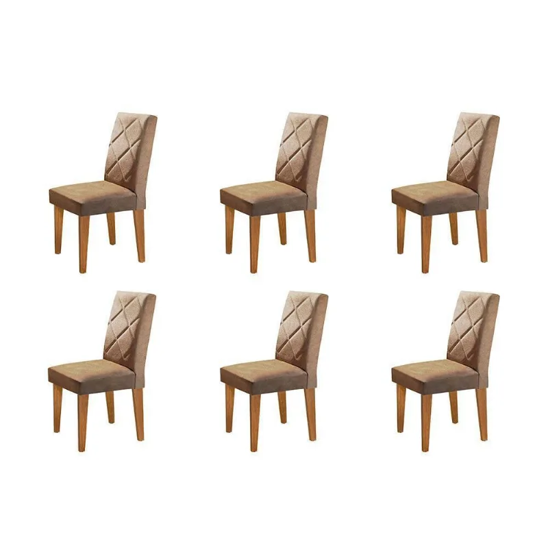 Conjunto 6 Cadeiras Olímpia disponível em tonalidade Imbuia