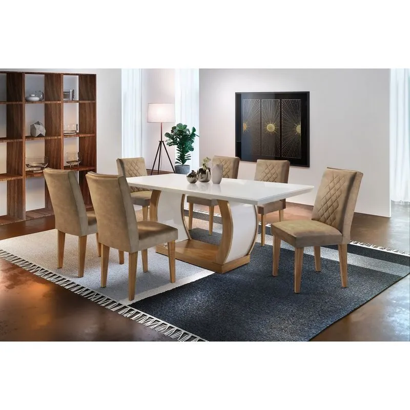 Conjunto Sala de Jantar Jade Com 6 Cadeiras Rufato