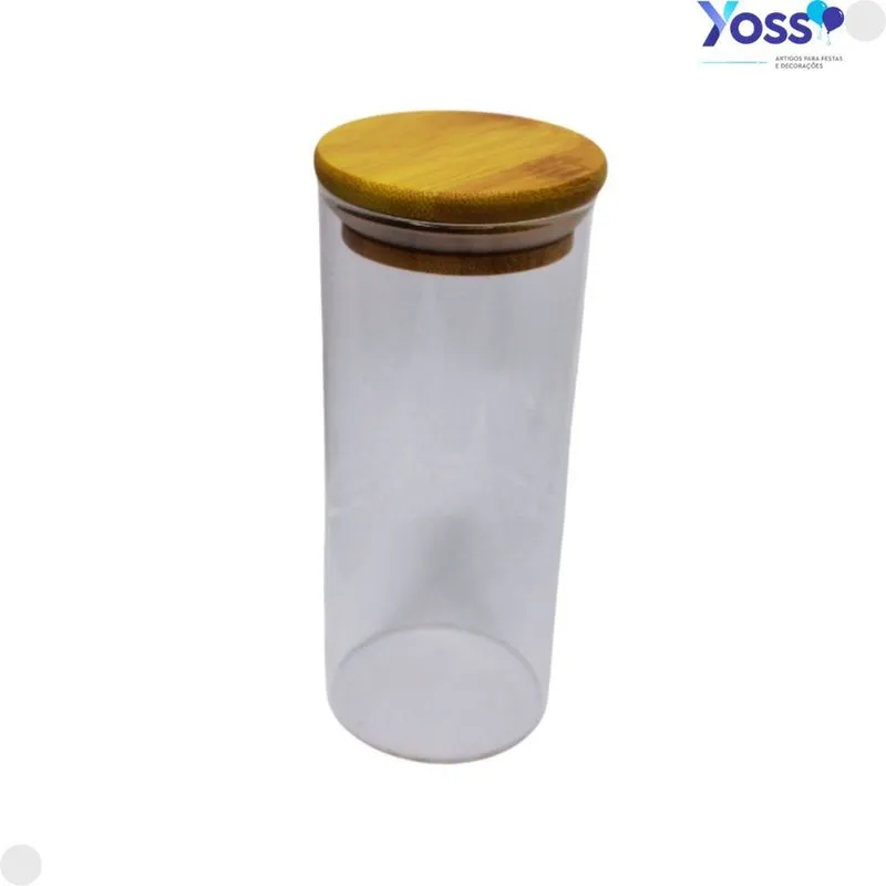 Pote de Vidro Hermético com Tampa de Madeira 200ML VD9975 - Yoss