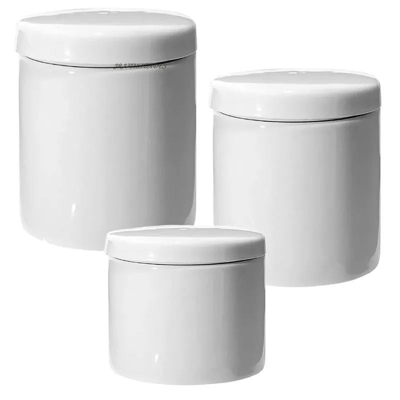Kit Potes Banheiro 03 Peças Algodão Cotonete Porcelana 197