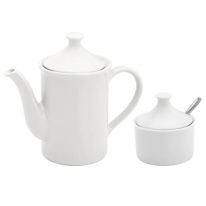 Bule De Café Com Açucareiro De Porcelana Mesa Café