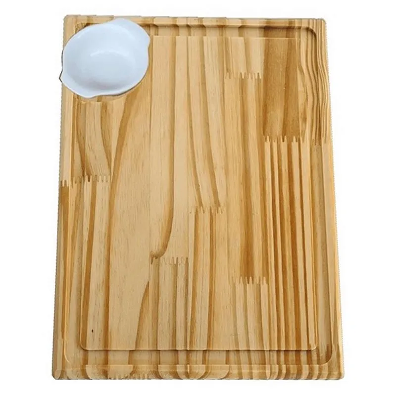 Tabua De Corte Churrasco Frios Molheira 33 Cm Madeira 255