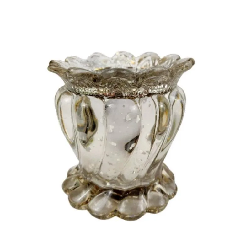 Vasinho Castiçal Prateado 8,5X8Cm Vaso Prata Flor P