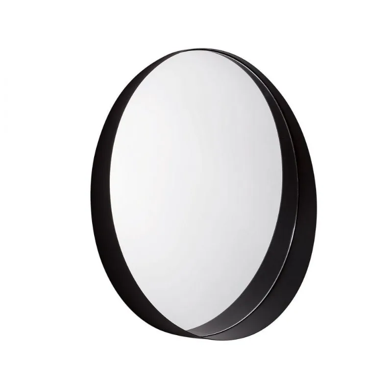 Espelho Redondo em Metal Preto 60x60 Cm D´rossi