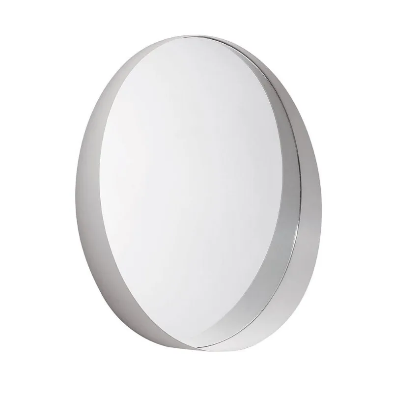 Espelho Redondo Em Metal Off White 50x50cm