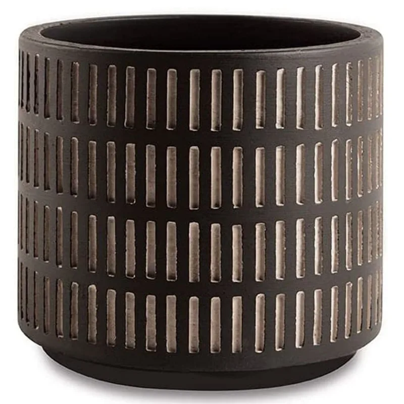 Cachepot Preto Em Cimento Pequeno Mart 10831