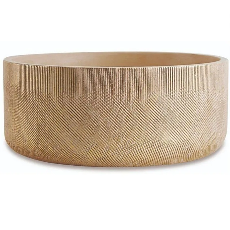 Cachepot Pequeno Nude E Dourado Em Cimento Mart