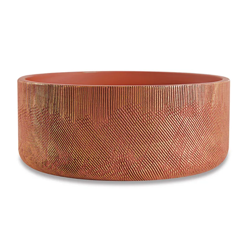 Cachepot Grande Terracota e Dourado
