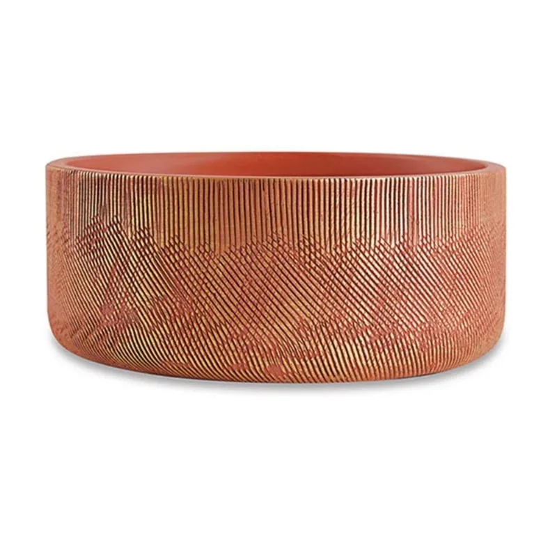 Cachepot Médio Terracota E Dourado