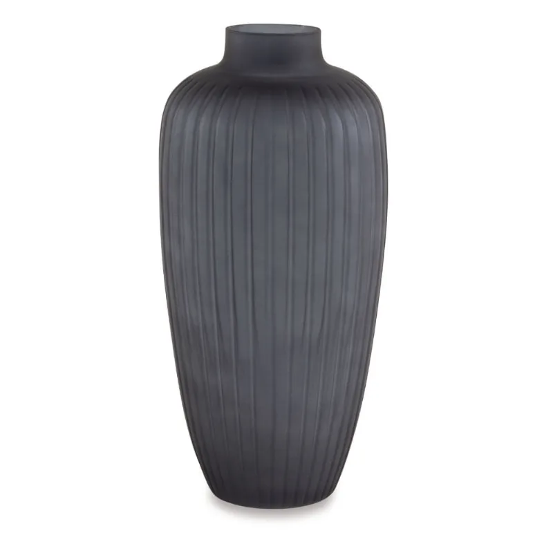 11456-Vaso Cinza Em Vidro