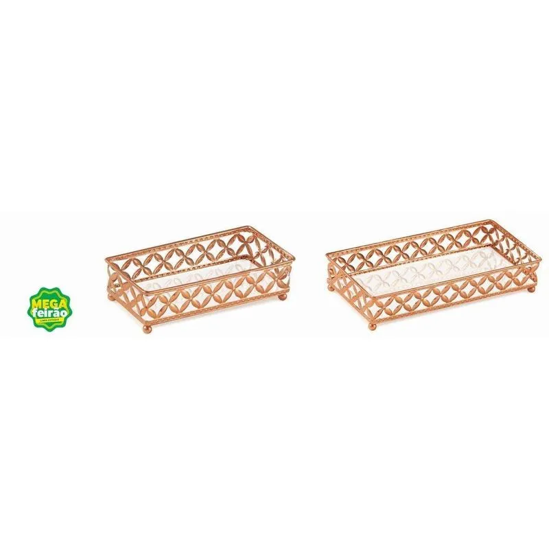 Bandeja Mart Collection Metal 2 Peça Cobre