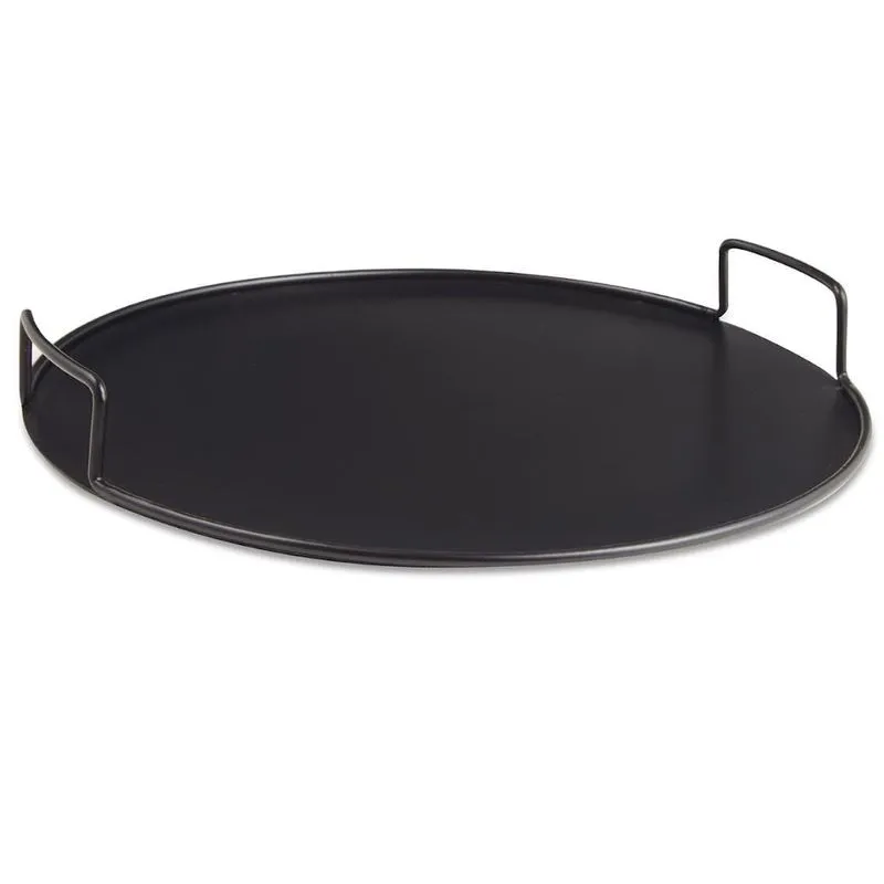 Bandeja Preta Redonda Em Metal G Nórdica
