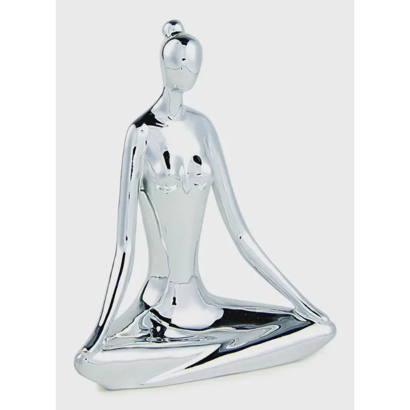 Escultura Yoga Prata em Porcelana 12169 Mart