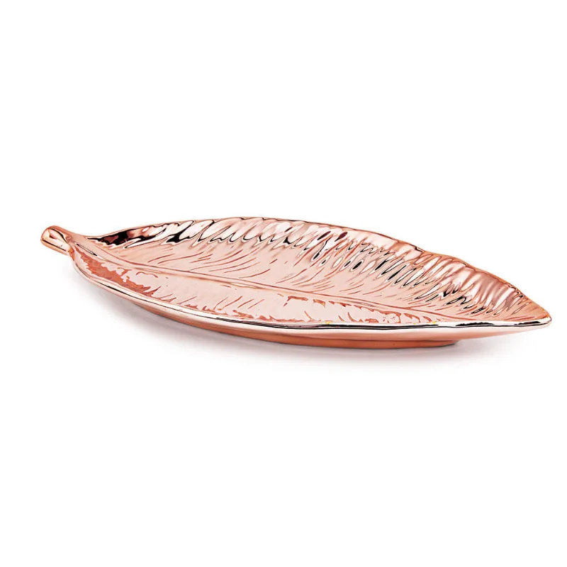 12194-Folha Rose Gold Em Ceramica