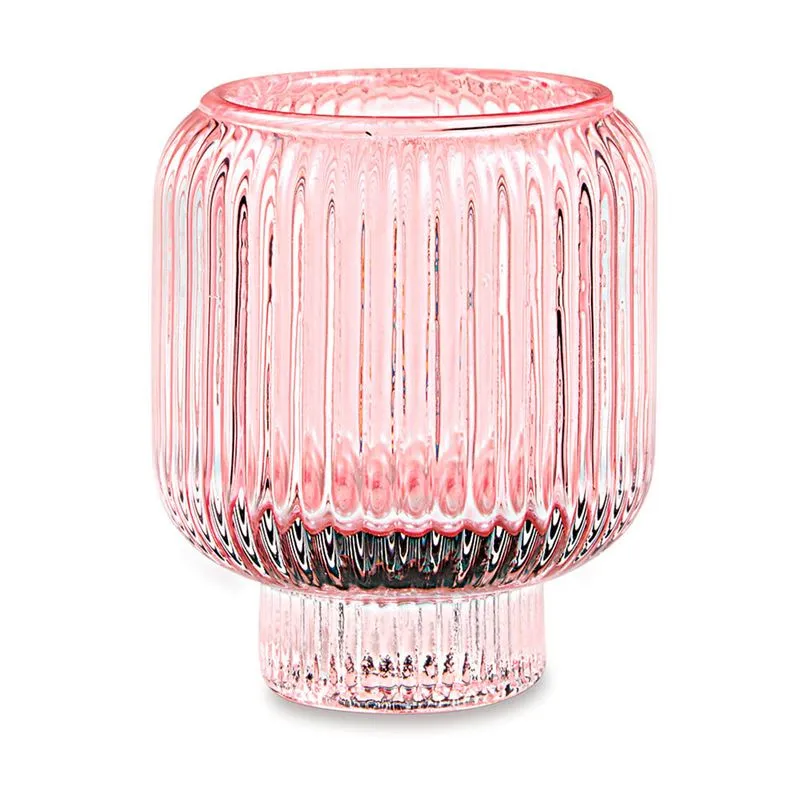 Porta-velas Rosa Em Vidro