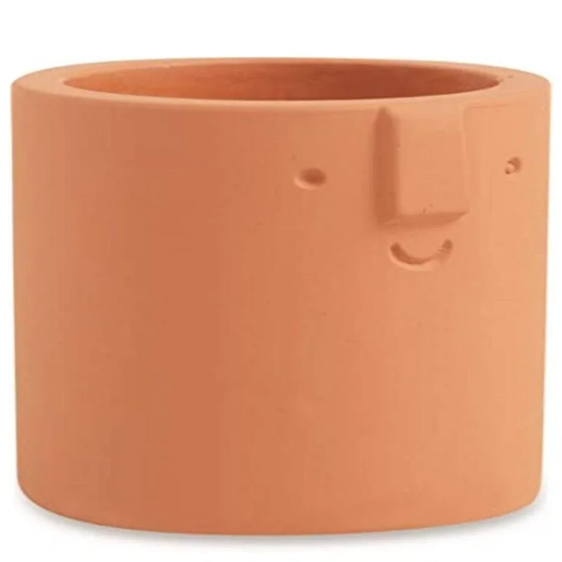 Cachepot Decorativo Formato de Rosto Terracota em Cimento Mart 7x6 cm