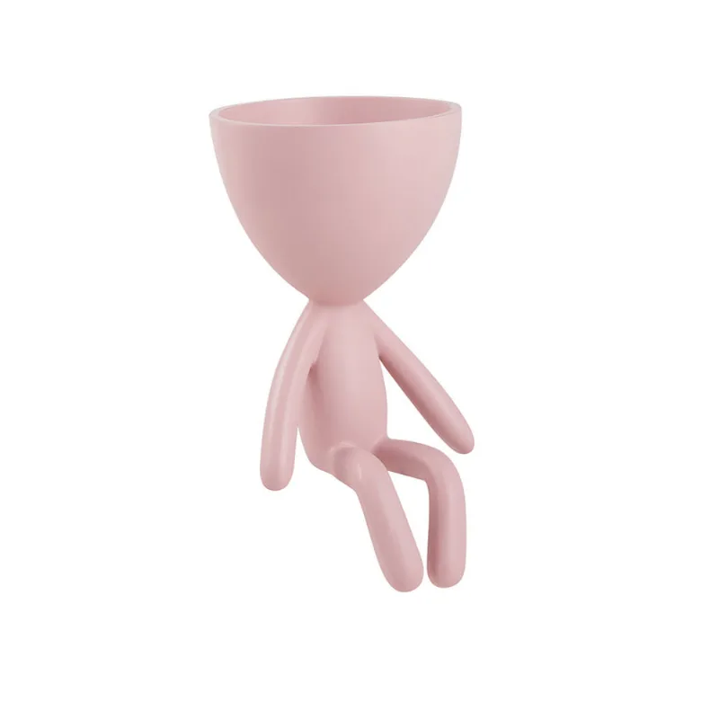 Vaso Decorativo Boneco Sentado Rose
