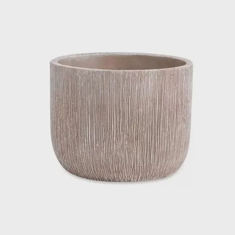 Cachepot de Cimento Cinza e Branco 12384P - Mart