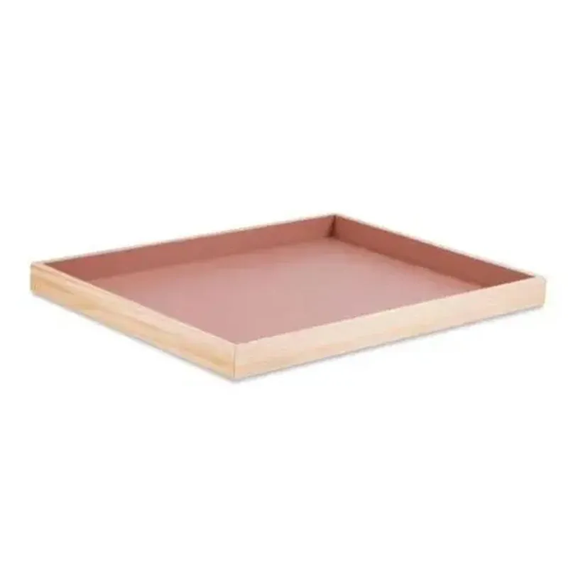 Bandeja Retangular Rosa em Madeira 60x3cm 12492 Mart