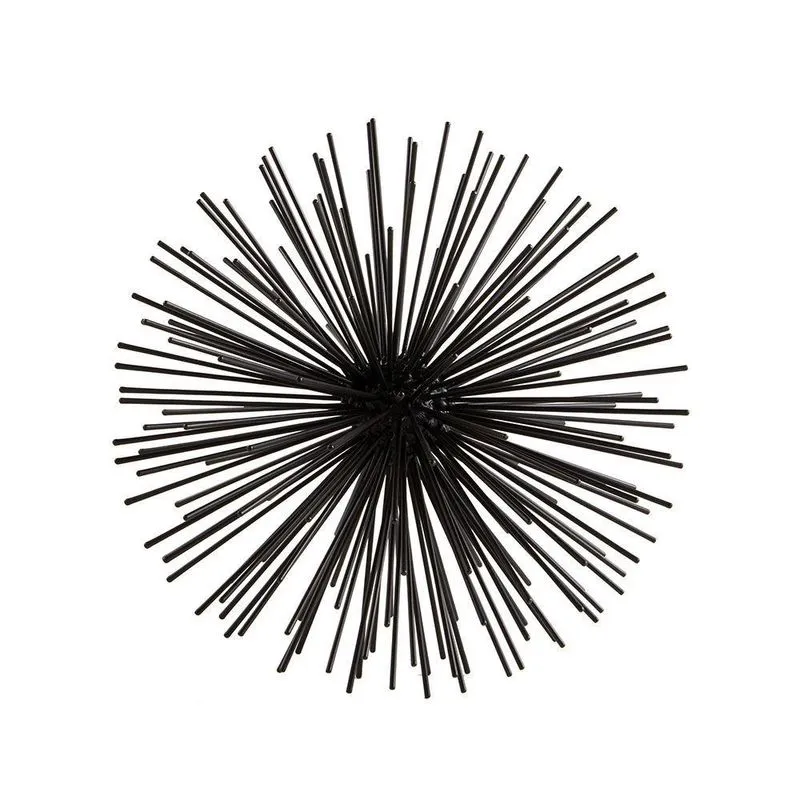 Enfeite Decorativo ouriço em Metal Preto 20x20cm