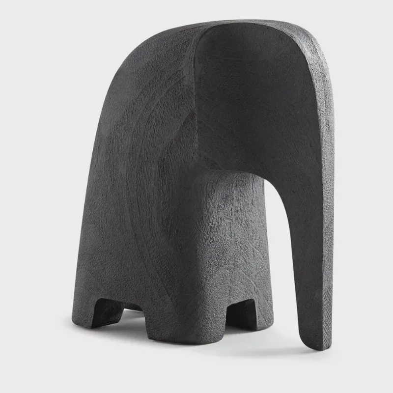 Escultura Decorativa Elefante em Poliresina Preto 12x5,5 cm - D'Rossi