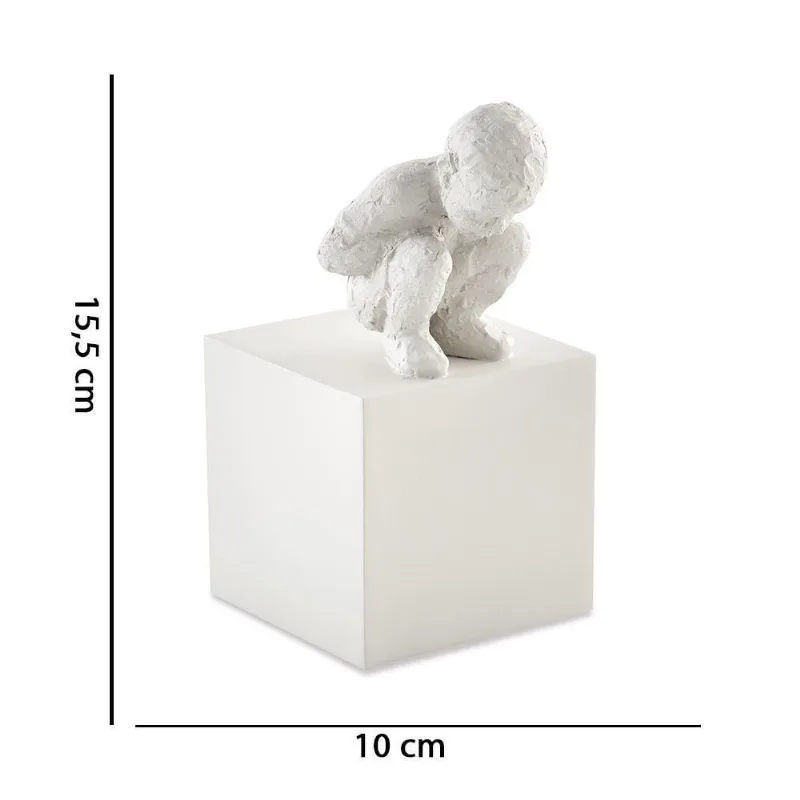 Escultura Decorativa pessoa Poliresina Off White 15,5x10 Cm