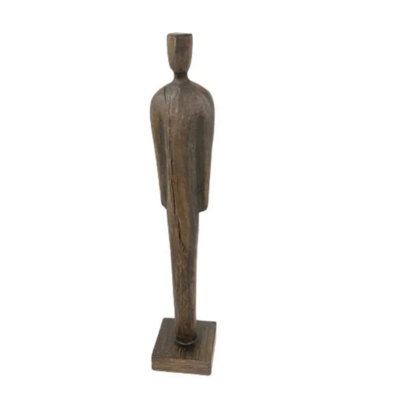 Escultura Homem Marrom Amadeirado 51X10X9Cm Poliresina